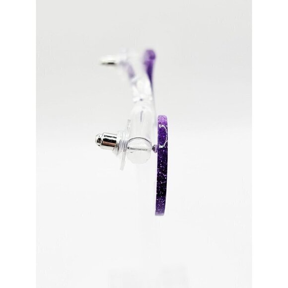 Halloween Crescent Moon Purple Acrylic Earrings - Picture 3 of 3